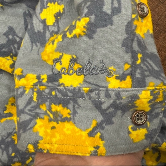 Cabela’s Women’s Floral Flannel Button-Up Shirt Yellow & Gray 2XL Pima Cotton - Picture 4 of 6